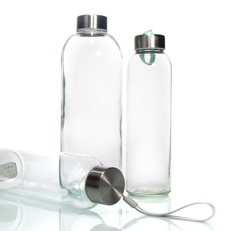 옥외 35ml 500ml 둥근 스포츠 고 보로실리케이트 유리 물병 실리콘 수갑