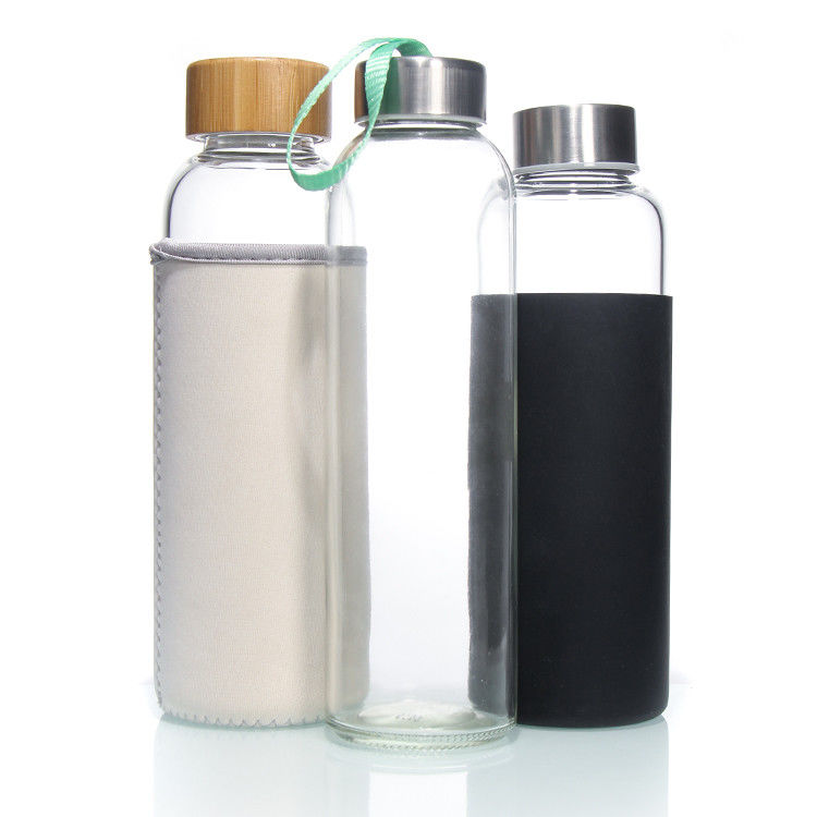 사용자 지정 로고 고보로실리케이트 유리 물병 텀블러 BPA 무료 물 마시는 병