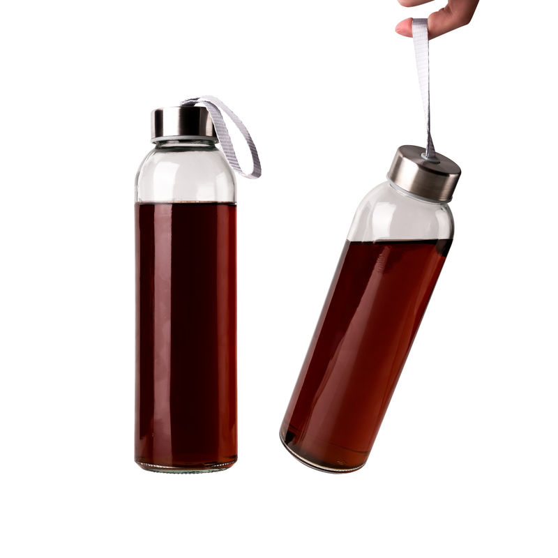 350ml 500ml 둥근 스포츠 고 보로실리케이트 유리 물병 실리콘 수갑